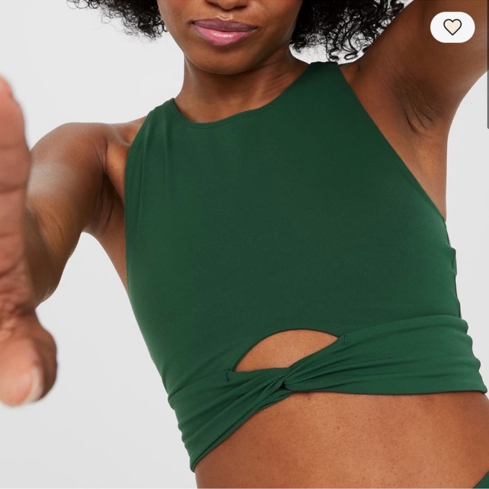 Offline by Aerie Real Me XTRA Twist Crop Tank Top Size S Forest Green